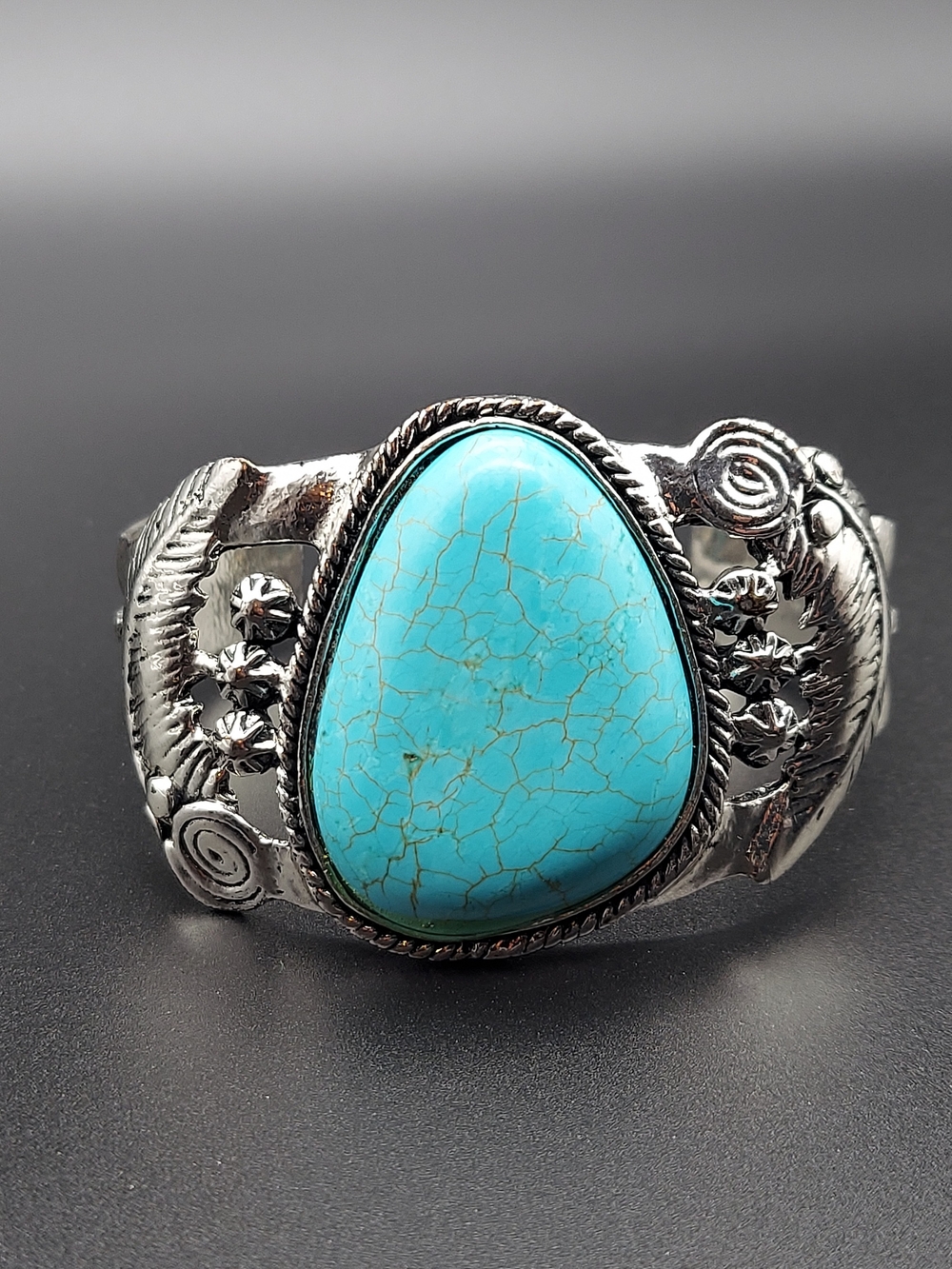 Silver-Tone Turquoise Cuff Bracelet - Women's Jewelry